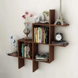 Wall Shelves for Living Room Stylish Wooden,Wall Mounted Book Shelf,Wall Shelf for Photos, Decorations, in Living Room, Kitchen, Hallway, Bedroom, Bathroom(Bent shelve) (Brown) Wall Shelves for Living Room Stylish Wooden,Wall Mounted Book Shelf,Wall Shelf for Photos, Decorations, in Living Room, Kitchen, Hallway, Bedroom, Bathroom(Bent shelve) (Brown)